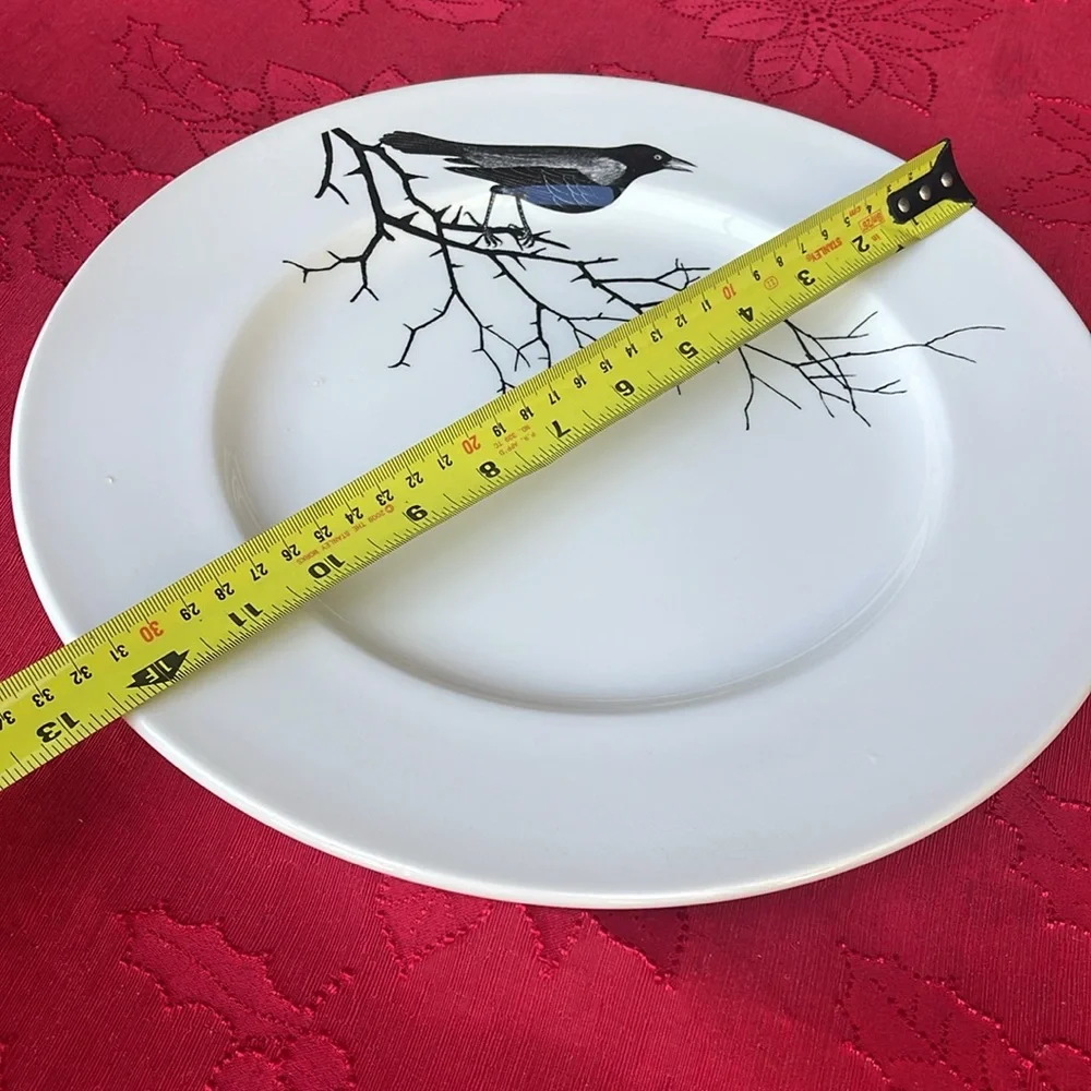 Rare Crow platter , the Victorian English pottery by Edward Challinor, England